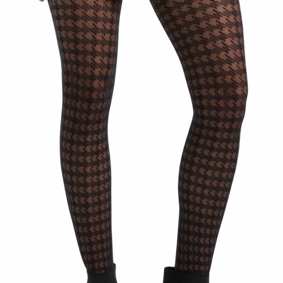 Hue Houndstooth Tights Black Brown 